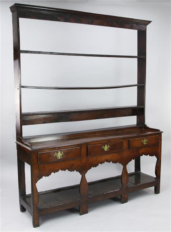 A mid 18th century oak dresser, W.5ft 6in. D.1ft 5in. H.6ft 10in.